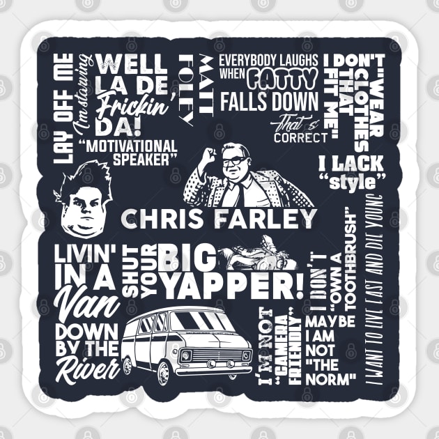 Chris Farley word cloud Sticker by SerenityByAlex